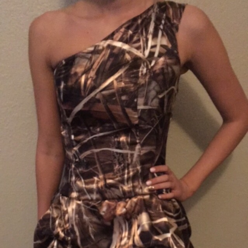 Camouflage one shoulder Formal Dress